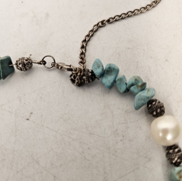 Turquoise and pearl necklace - Picture 2 of 5